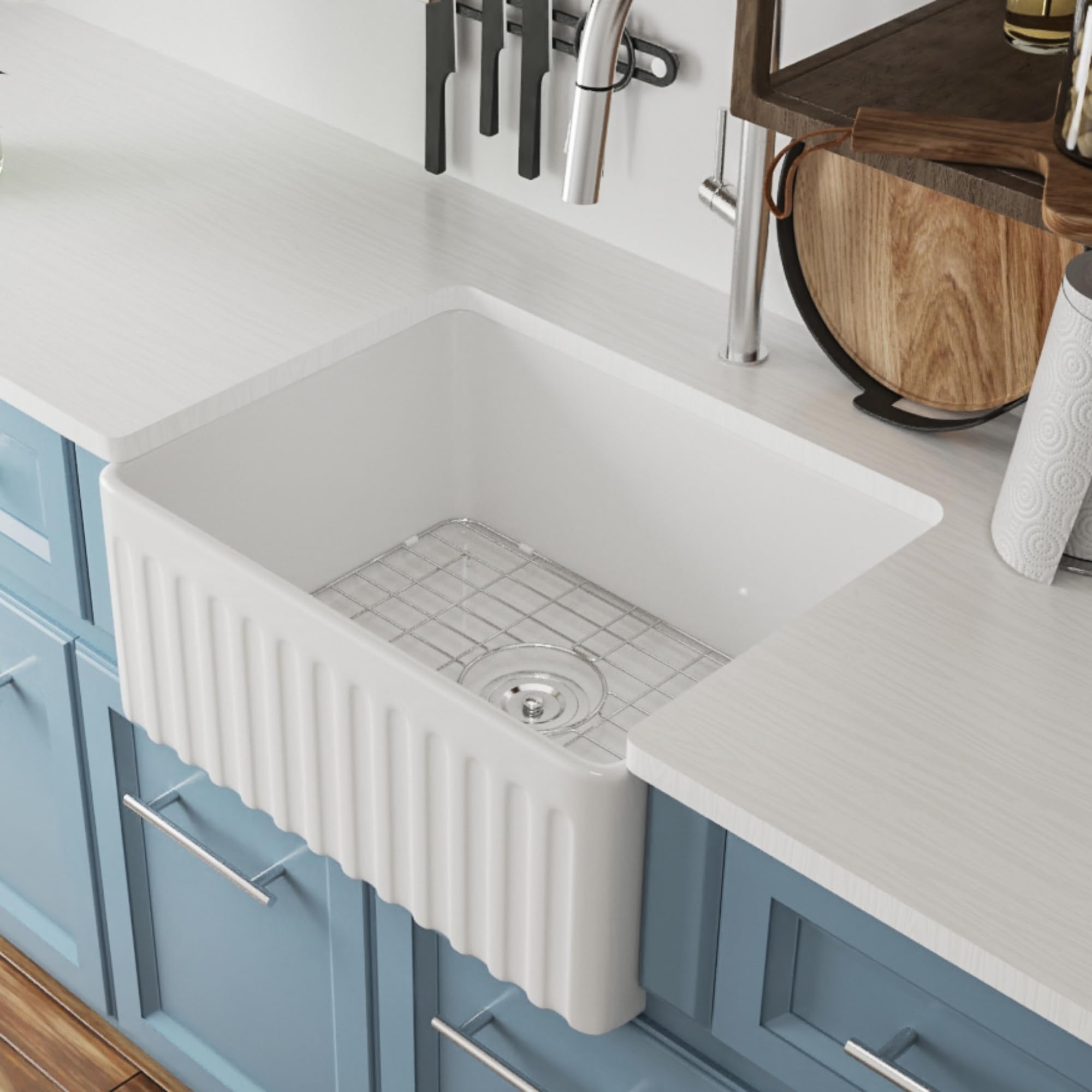 DeerValley Farmhouse Single Kitchen Sink, 24